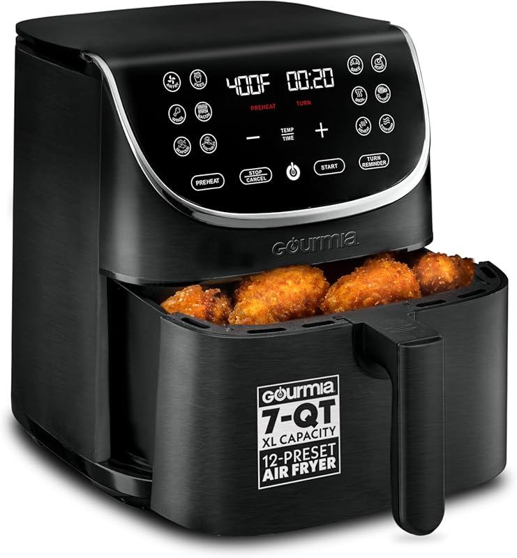 Gourmia 7-Quart Digital Air Fryer with 12 Presets for Roasting, Baking