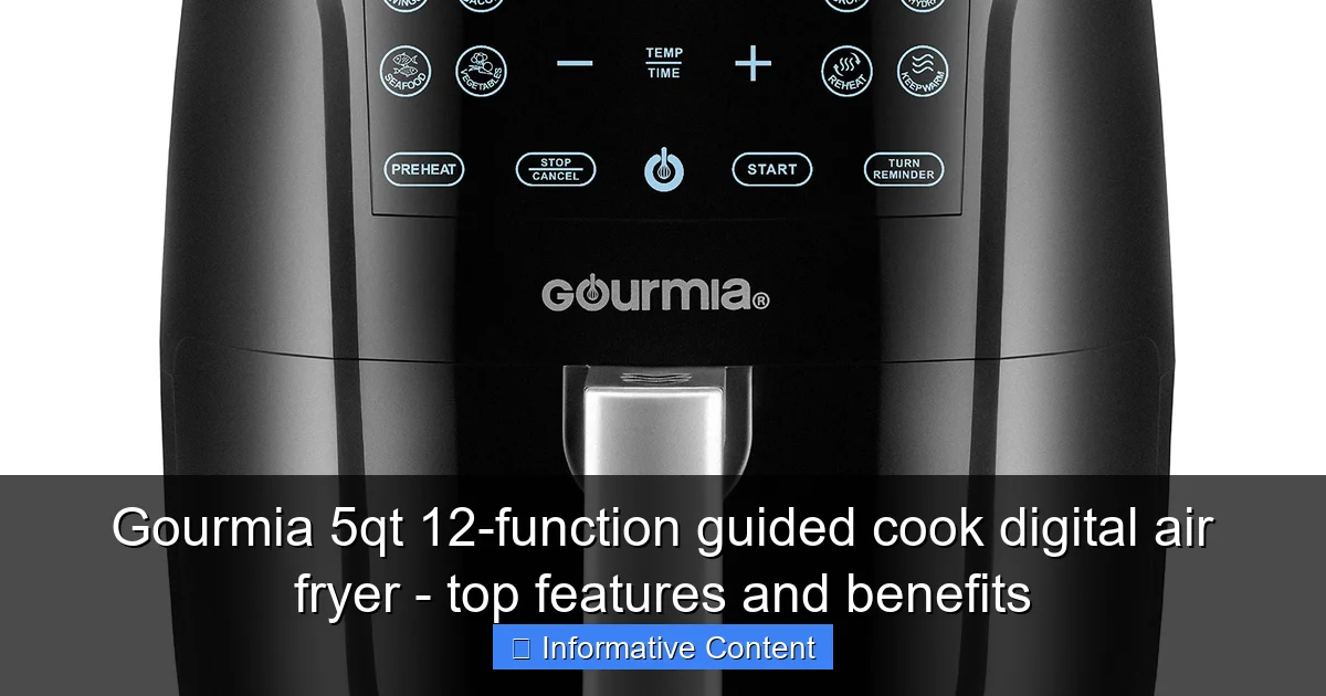 Gourmia 5qt 12-function guided cook digital air fryer - top features and benefits