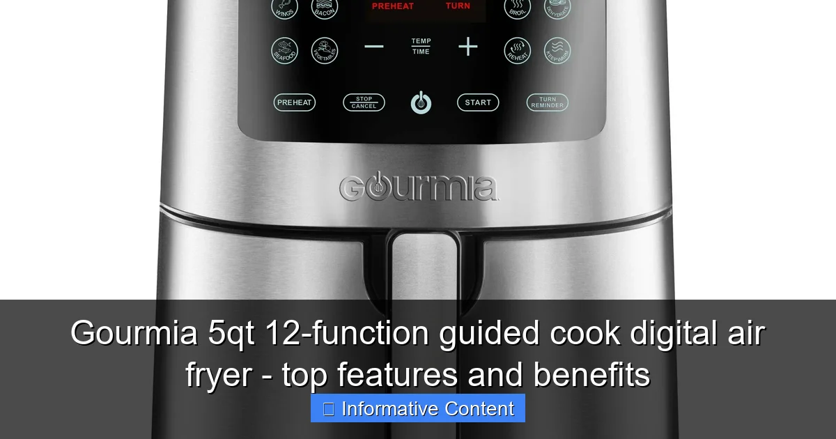 Gourmia 5qt 12-function guided cook digital air fryer - top features and benefits