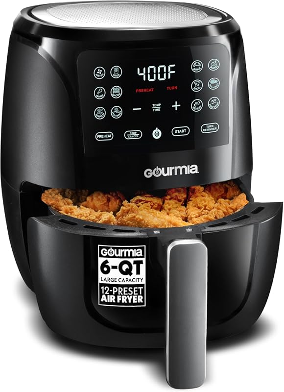 Gourmia 6 Quart Air Fryer: Roast, Bake, Broil, Dehydrate with Digital