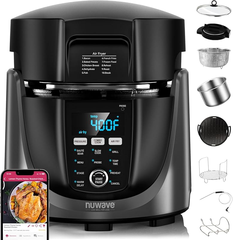 Nuwave Duet: Electric Air Fryer Pressure Cooker Combo with 6qt Pot and