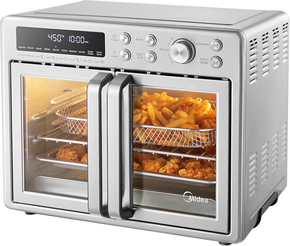 Midea Flexify French Door Toaster and Air Fryer Countertop Oven, Large