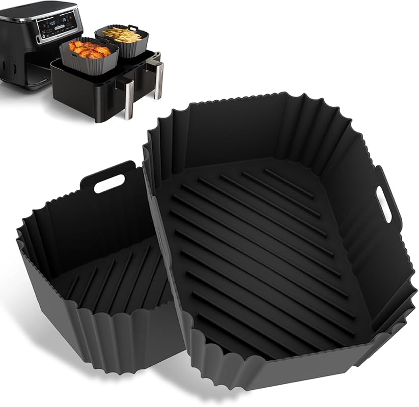 Non-Stick Silicone Air Fryer Liners: Keep 8-10 QT Dual Basket Ninja CO