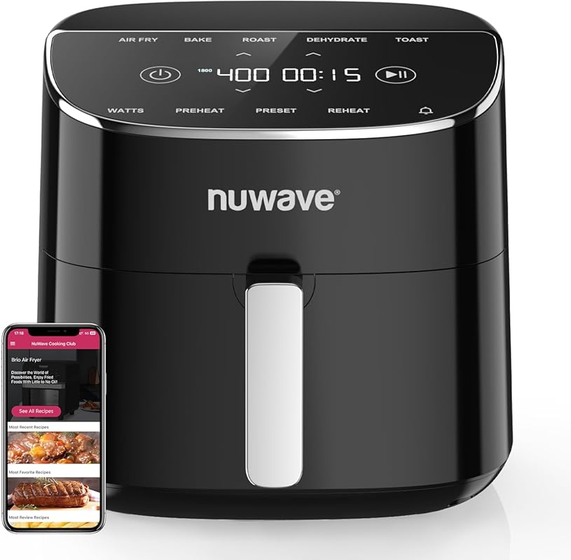 Nuwave Brio Plus 8 Qt Air Fryer for Frying, Baking, Roasting, Dehydrat