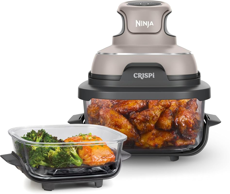Ninja Air Fryer with Non-Toxic Glass Containers, 4 QT & 6 Cup, Storage